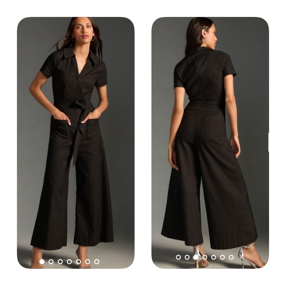 Anthropologie The Colette Wrap Jumpsuit by Maeve Black Wide-Leg 10 $188